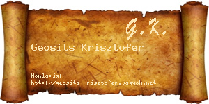 Geosits Krisztofer névjegykártya